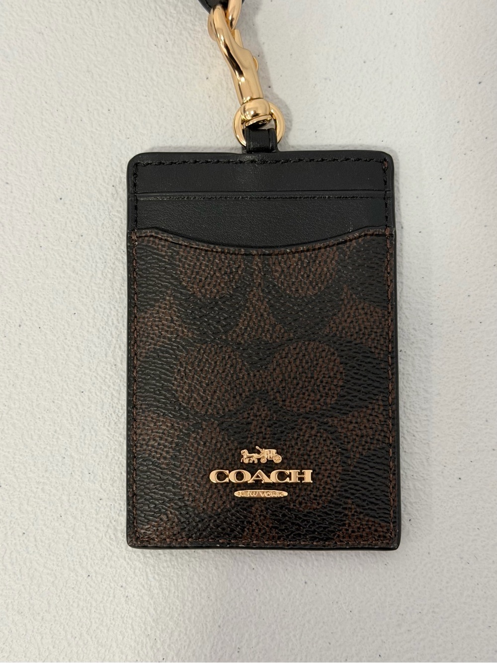 Coach Brown and Black Card Lanyard ID Holder - Picture 2 of 3